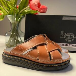 Vintage Dr. Martens AirWair Leather Slide Sandals Platform Brown